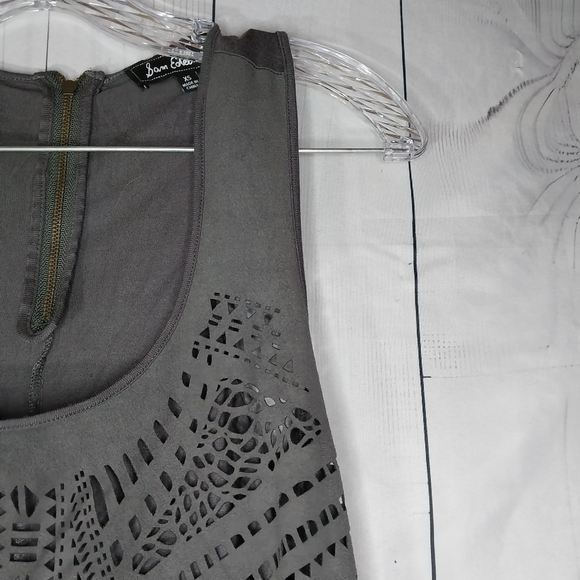 Sam Edelman Women Grey Faux Suede Laser Cut Out Hi-Low Tank Top Sz XS - Picture 2 of 13